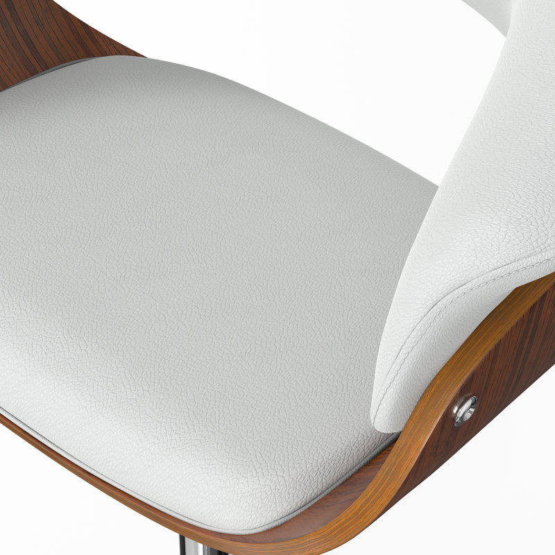 Sheldon Adjustable Swivel Upholstered Mid-Century Modern Bar Stool with Chrome Base, White