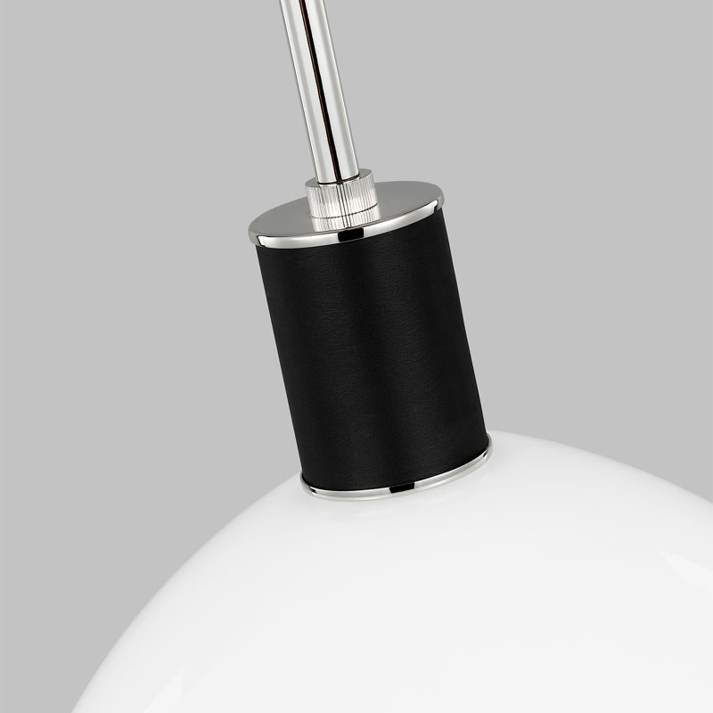 Polished Nickel Indoor/Outdoor Pendant Light with Milk White Glass Shade