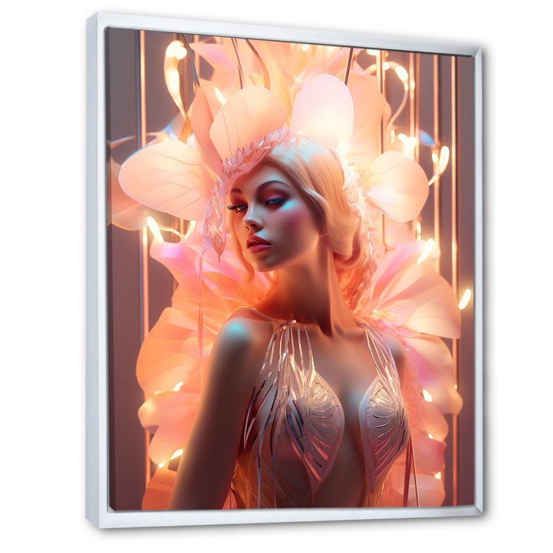 " Pink Cabaret Sensual Dancer ", 32" H x 24" W x 1" D, White Floater Framed