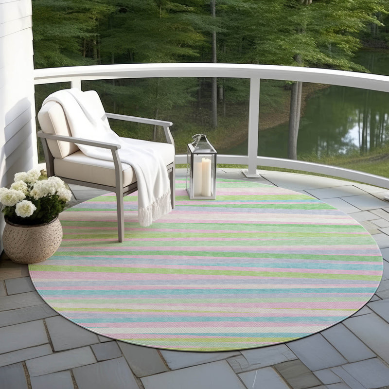  Machine Washable Indoor/Outdoor Chantille ACN997 Gray Area Rug, Round 8'