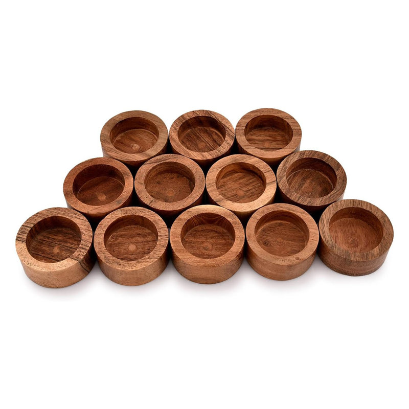 Lot de 12 photophores carrés en bois d'acacia, accessoires décoratifs pour les tables de mariage et la décoration intérieure