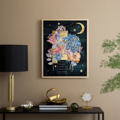 Moonlight Flowers I, reproduction encadrée - bois massif