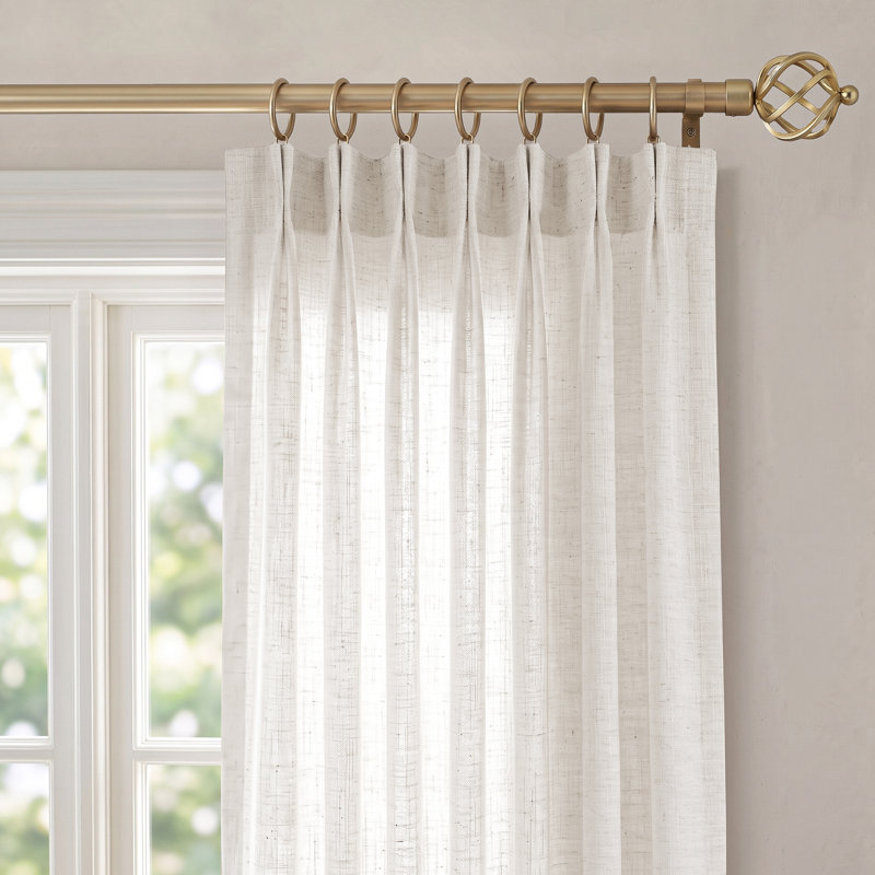 Rideaux d'intimité filtrant la lumière en lin Memory-Set, L 40 po x L 90 po, Blanc beige
