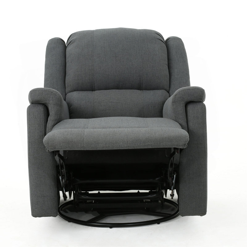 Charcoal Fabric Glider Recliner With Swivel, Manual Reclining Chair