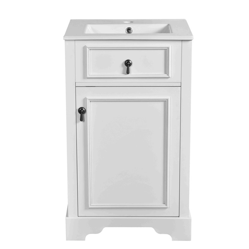Ensemble de meuble-lavabo compact autoportant compact, Blanc