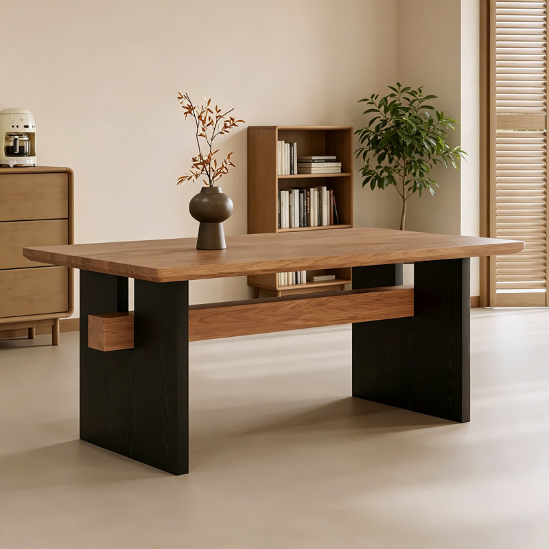 Simple Solid Wood Pine Rectangle Brown Desk, 29.5" H x 47.2" W x 23.6" D