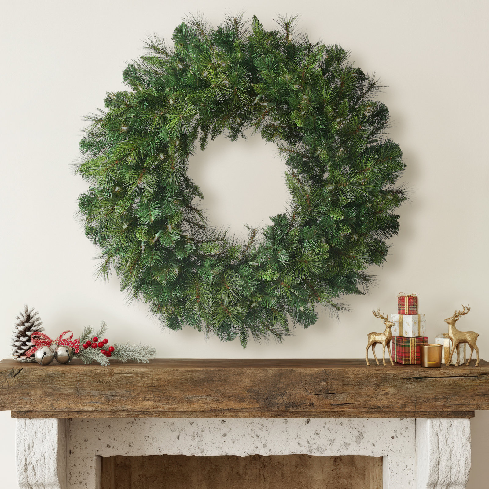 Pvc Greenery 72" Pre-Lit Wreath, 36" W x 36" H x 7" D