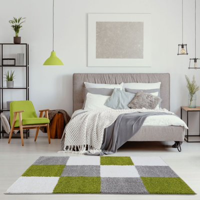 Myshaggy Collection Rugs Geometric Design in Green