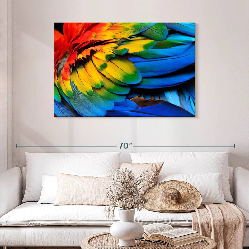 Brampt Rainbow Feathered Macaw, 30" H x 45" W