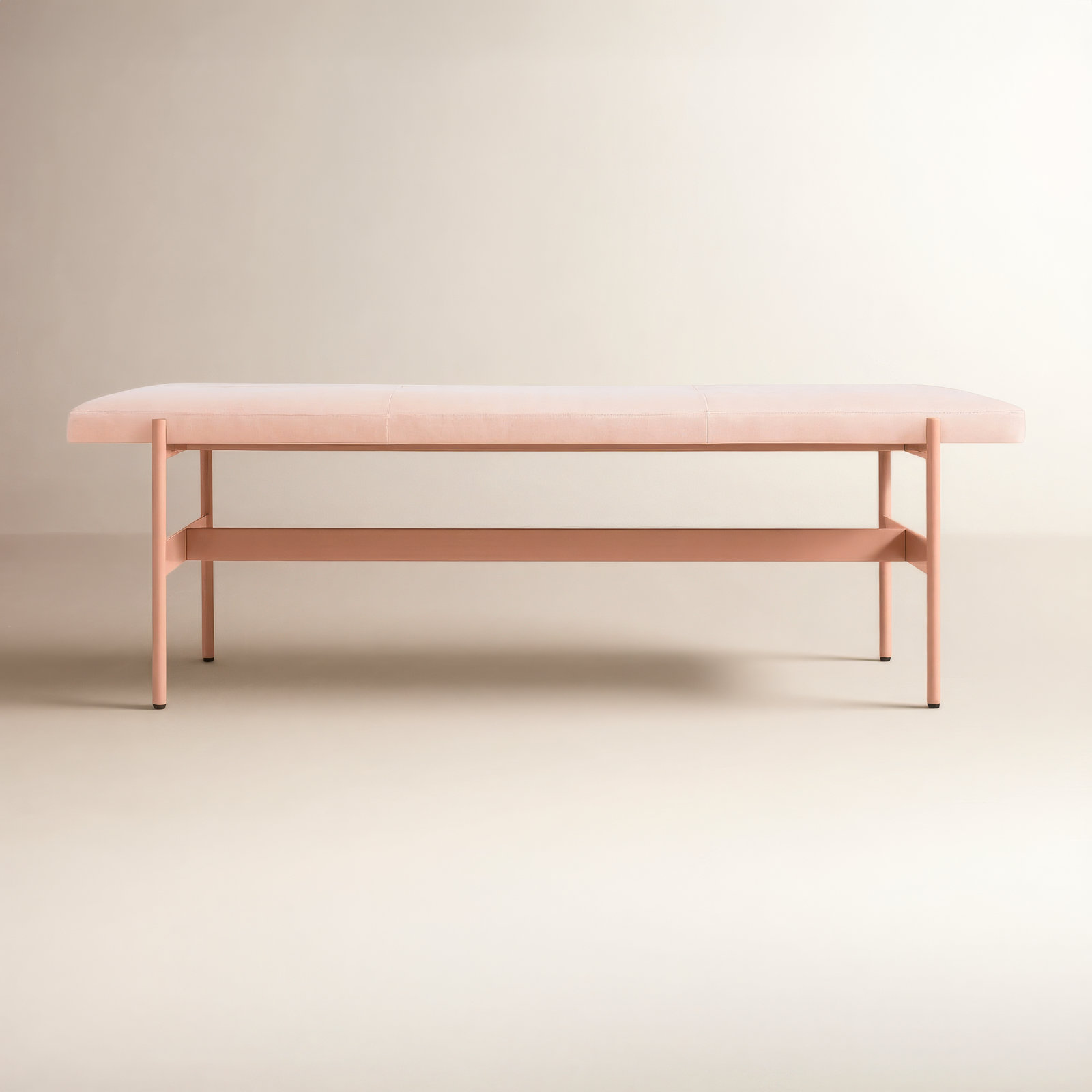 Daybench Genuine Leather Bench, Blush, Blush, 17" H x 55" W x 14" D