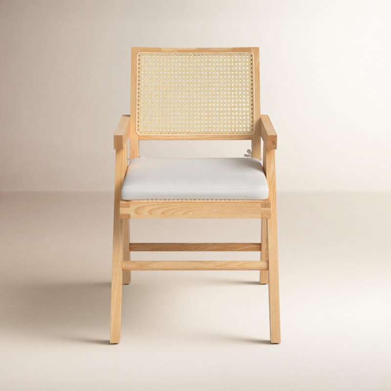 Josephina 17.7'' H Leather Upholstered Ash Armchair, Natural