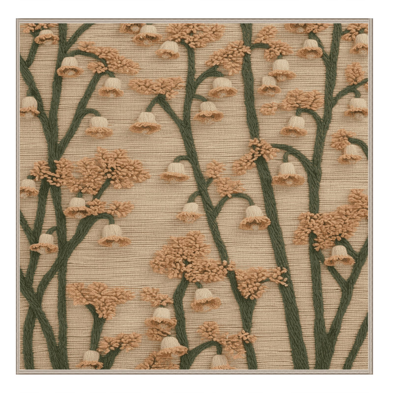 Tapis botanique brun lavable à la machine, Carré 3 pi