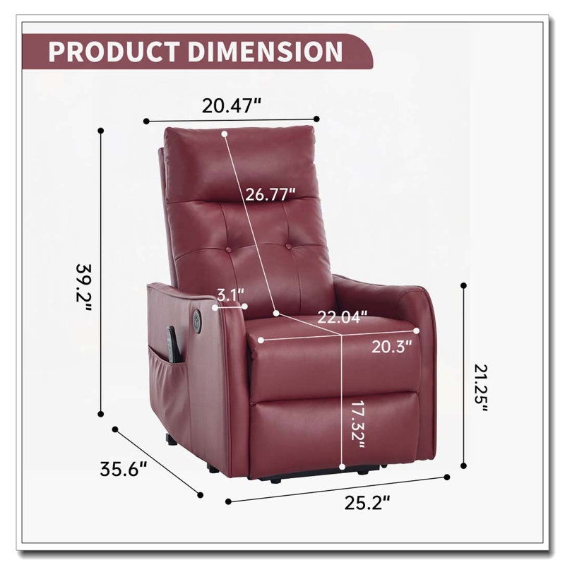 Fauteuil inclinable Power Lift avec massage et chaleur pour personnes âgées, mécanisme de mouvement robuste et une clé USB pour la recharge