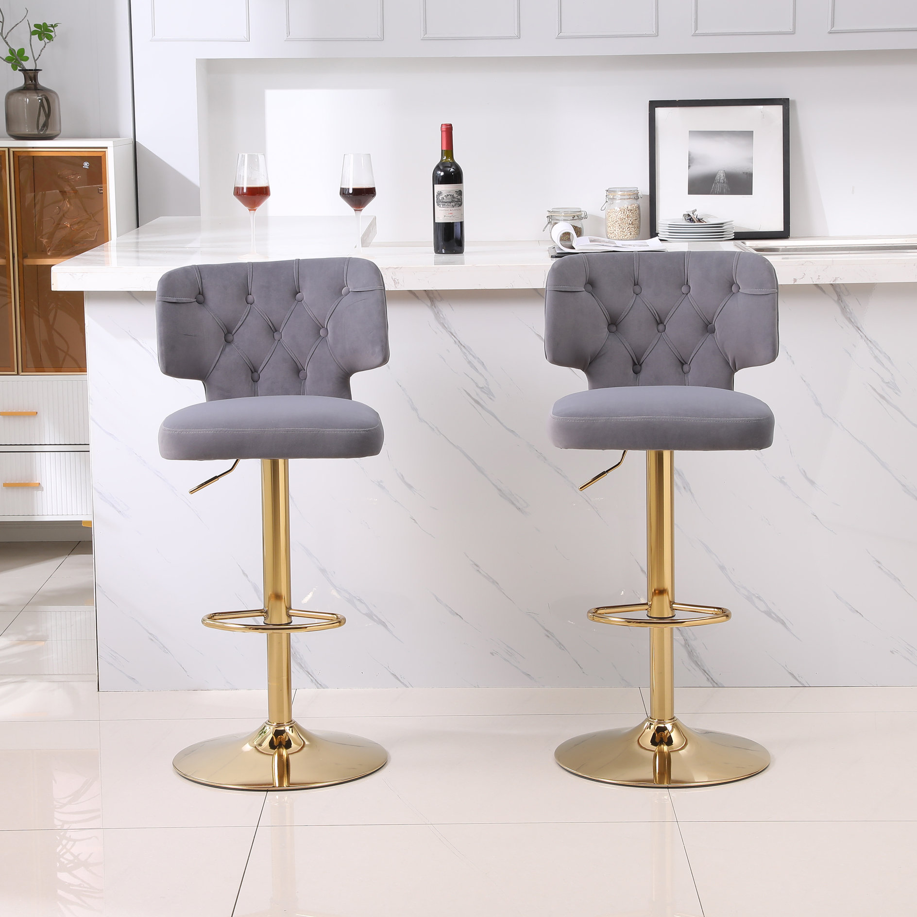 Everly Quinn Jervaris Swivel Adjustable Height Stool | Wayfair
