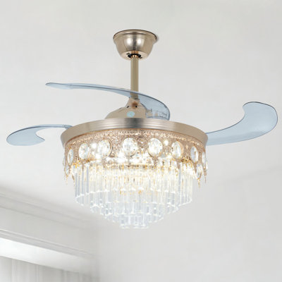 42" Modern Ceiling Fan With Led Light & Remote, 6 Speeds, Reversible, 3 Colors Changing