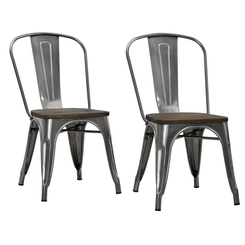 41.91cm H Slat Back Stacking Side Chair, Antique Gun Metal