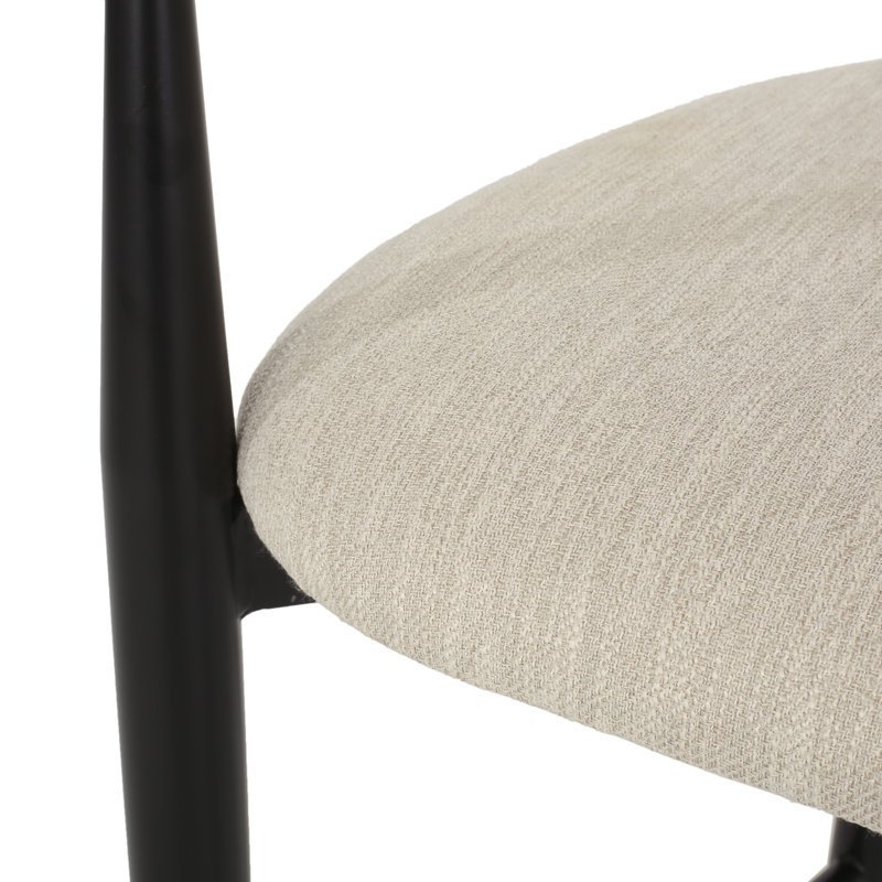 Tabouret de bar 29,75 po Amen, Tissu beige / base noire, Tabouret de comptoir (siège d'une hauteur de 25,5