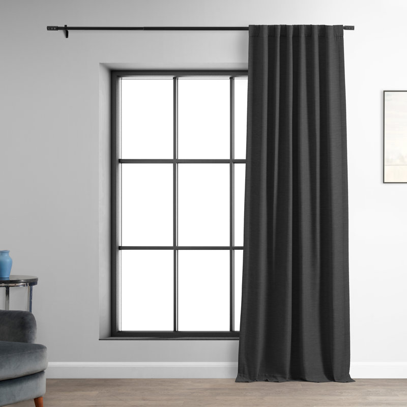 Bellino Textured Faux Linen Room Darkening Curtains for Bedroom & Living Room Curtains (1 Panel), Gulf Blue, 50" W x 96" L