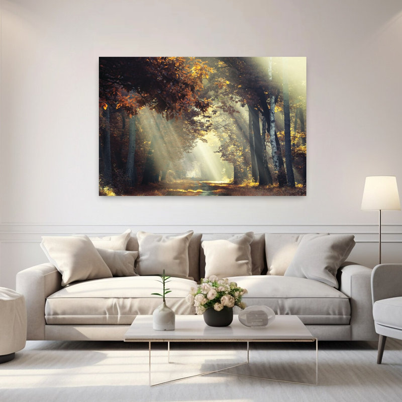 Rayons de soleil, paysage contemporain abstrait, art naturel, H 40 po x l 60 po