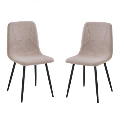 Fabric Upholstered Metal Side Chair in Brown