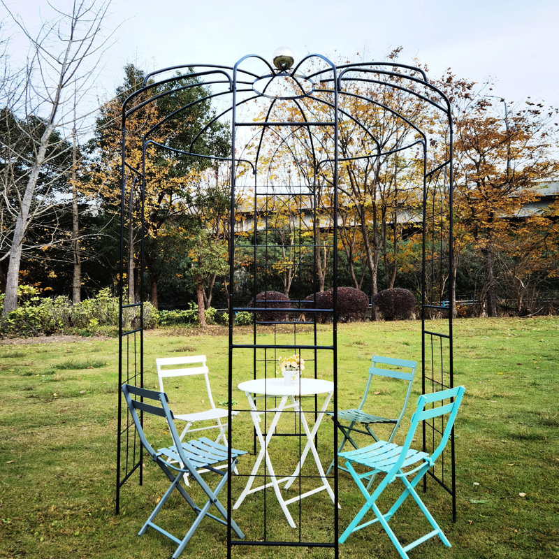 Pavillon de jardin en fer 81,3 po x 114,2 po, arche de jardin, noir, écaillage