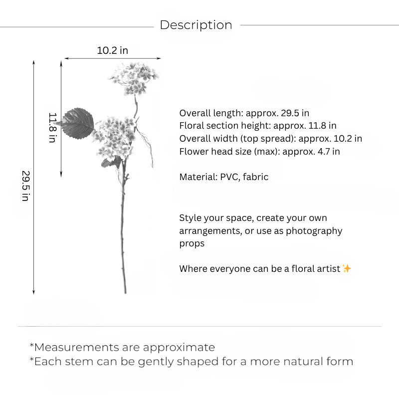 Tige d'hortensia Meadow - 29,5 po, [B] 3 Stems