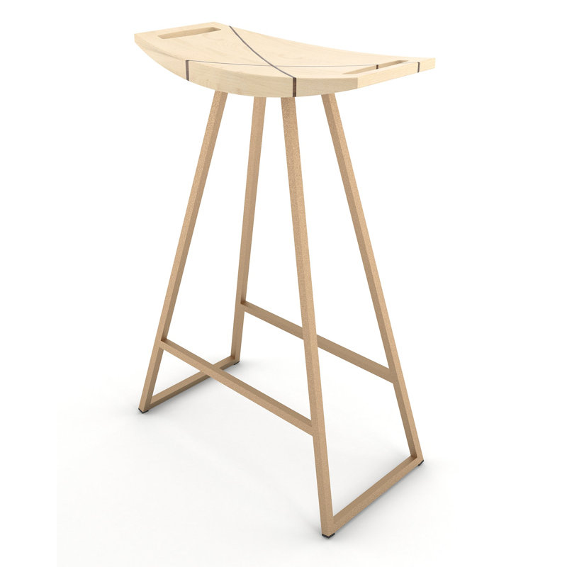 Robert Counter Stool with Metal Frame, Maple, Counter Stool (24" Seat Height), Rose Copper