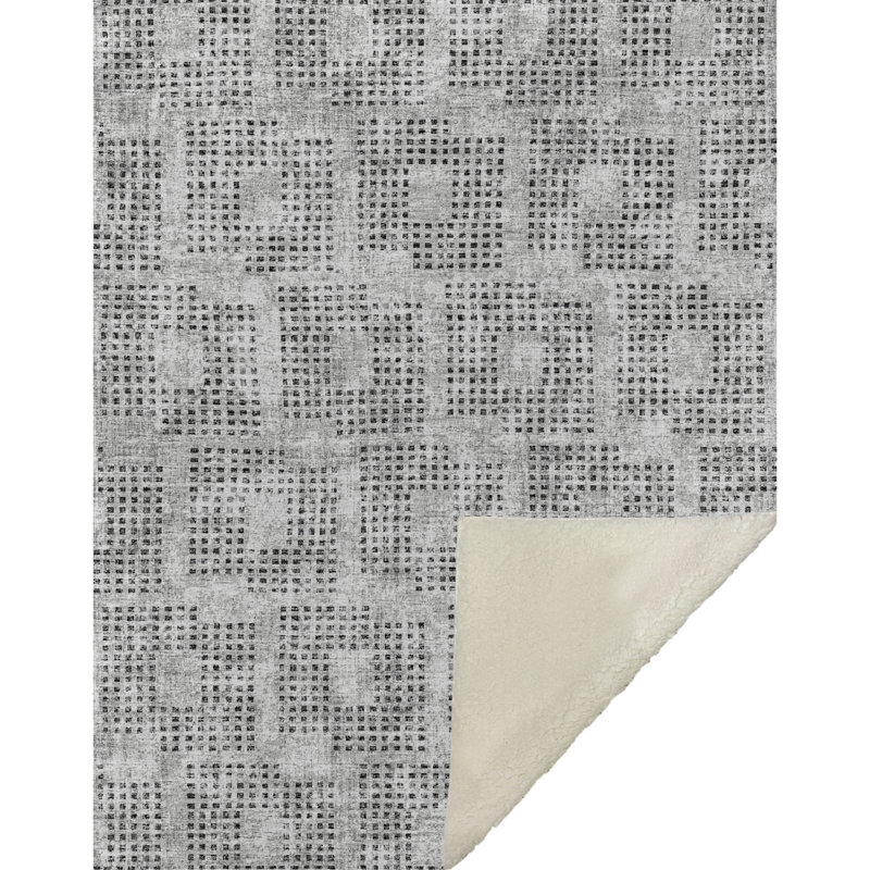 Jeté en polyester One Touch, Motifs géométriques gris