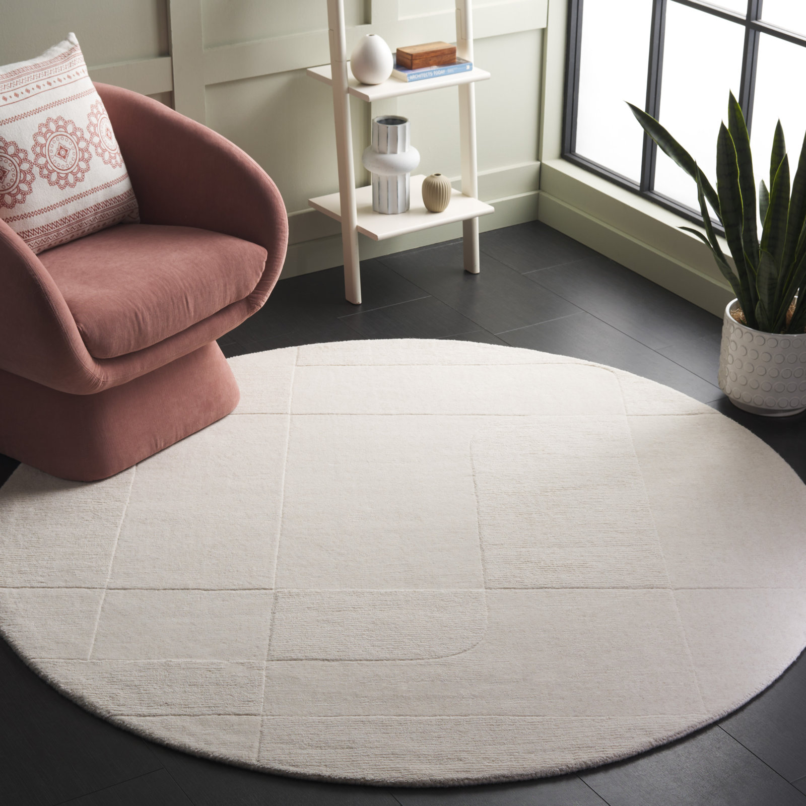 Kyrie Ivory Hand-Loomed Wool Rug, Round 6'