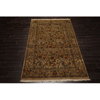 5'11''x9 Hand Knotted New Zealand Wool Agra Traditional Plush Pile Gold Rug