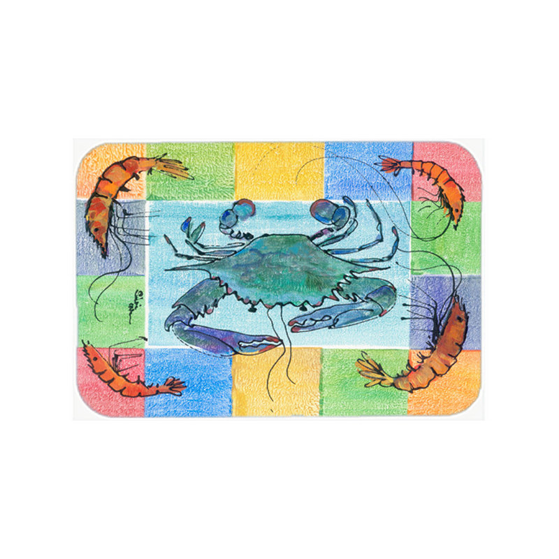 Planche à découper en verre crabe et crevettes