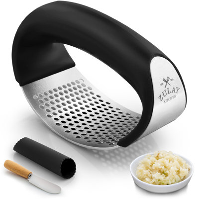 Zulay Kitchen Stainless Steel Garlic Press Rocker Set Garlic Mincer Crusher