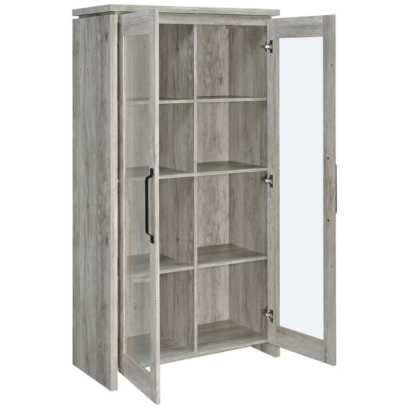 Armoire haute Myerson Grey Driftwood à 2 portes en bois d'ingénierie