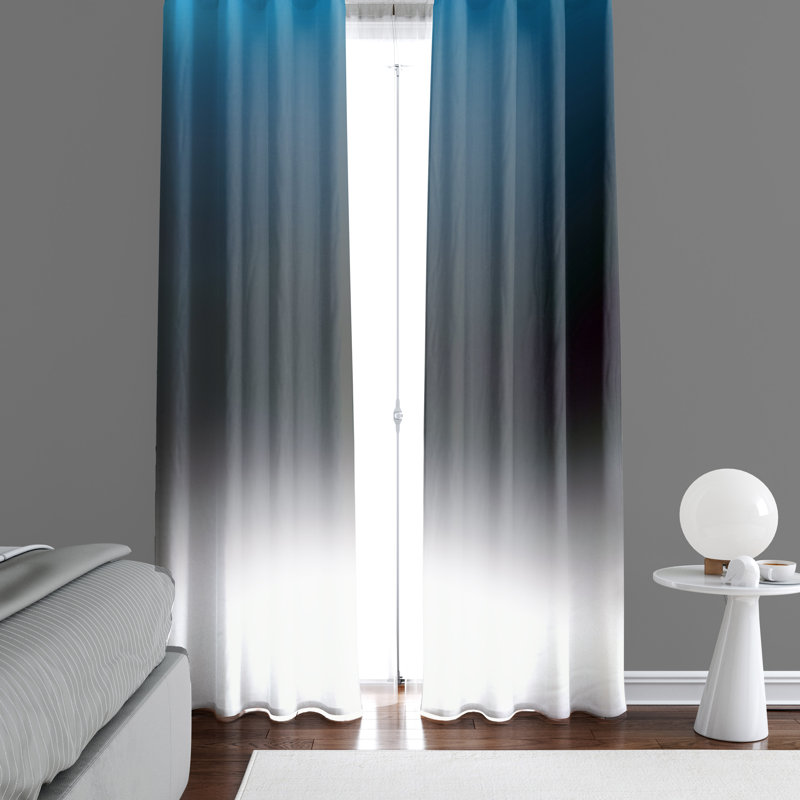 Arnaldo Semi Sheer Curtain Panel Pair, Blue/Gray/White, 40" W x 82" L