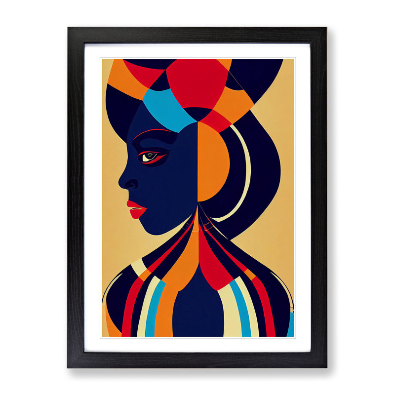 Abstract Face Of A Woman No.4 - Single Picture Frame Print, 64cm H x 46cm W x 2cm D, Black Framed