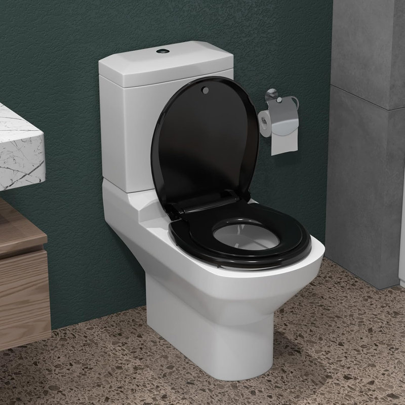 Soft-Close Round Toilet Seat with Removable Training Seat, Quick-Release Hinges for Easy Cleaning, Slow-Close & Non-Slip Design, Easy Installation