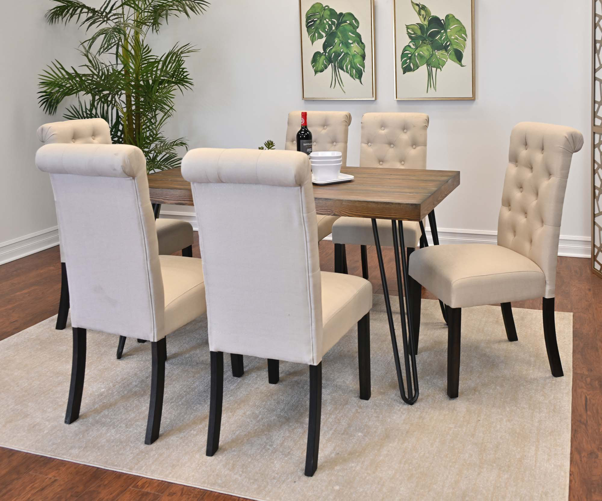 Lark Manor 7-Piece Dining Set, Hairpin Dining Table With 6 Chairs | Wayfair