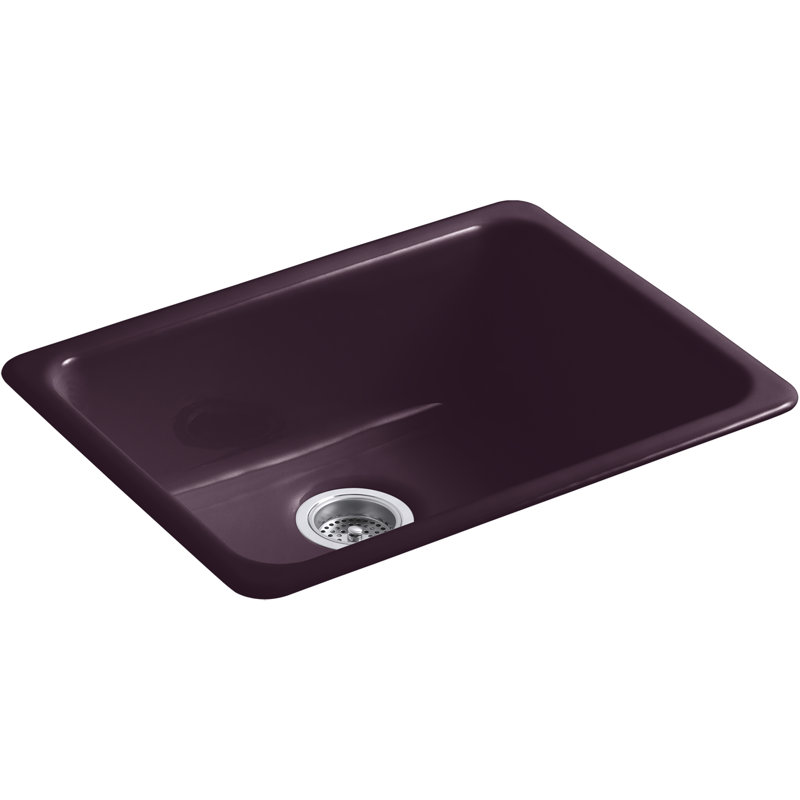 IronTones 24.25" x 18.75" x 8.25" Top-/Under-Mount Single-Bowl Kitchen Sink, Prune noire