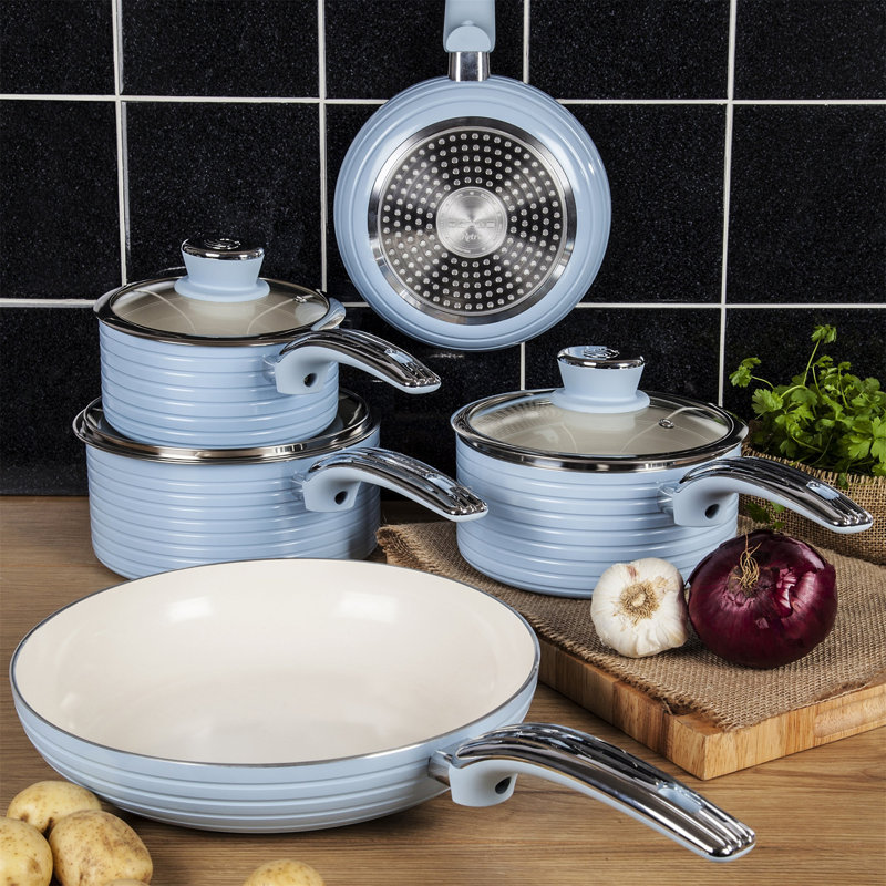 Saaim 5 - Piece Aluminum Cookware Set, Blue