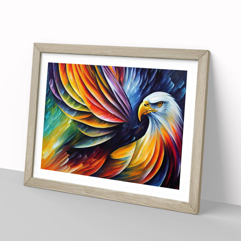Eagle Bird Vol.2 Abstract - Single Picture Frame Print, 46cm H x 64cm W x 2cm D, Oak Frame