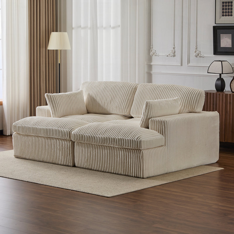 Canapé modulaire en velours côtelé avec coussins de soutien et conception modulaire pour une assise et un confort flexibles