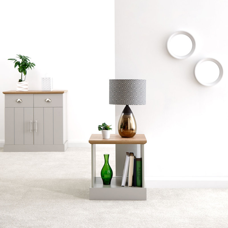Brielle Floor Shelf End Table, Grey