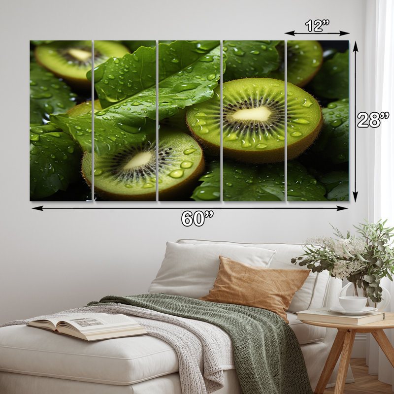 Fresh Kiwi - Décoration murale fruits - 5 panneaux égaux