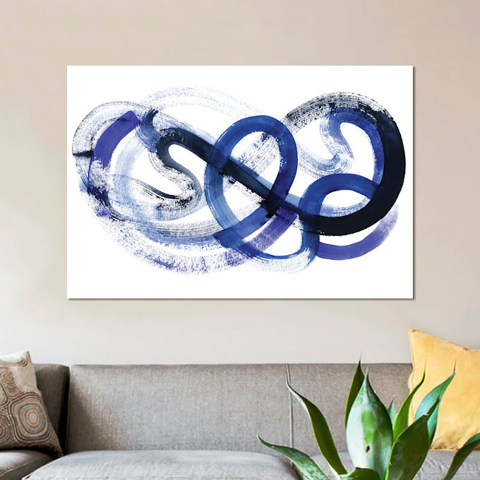 « blue kinesis ii », reproduction sur toile, H 26 po x l 40 po x P 1,5 po, Toile tendue, Pas de tapis