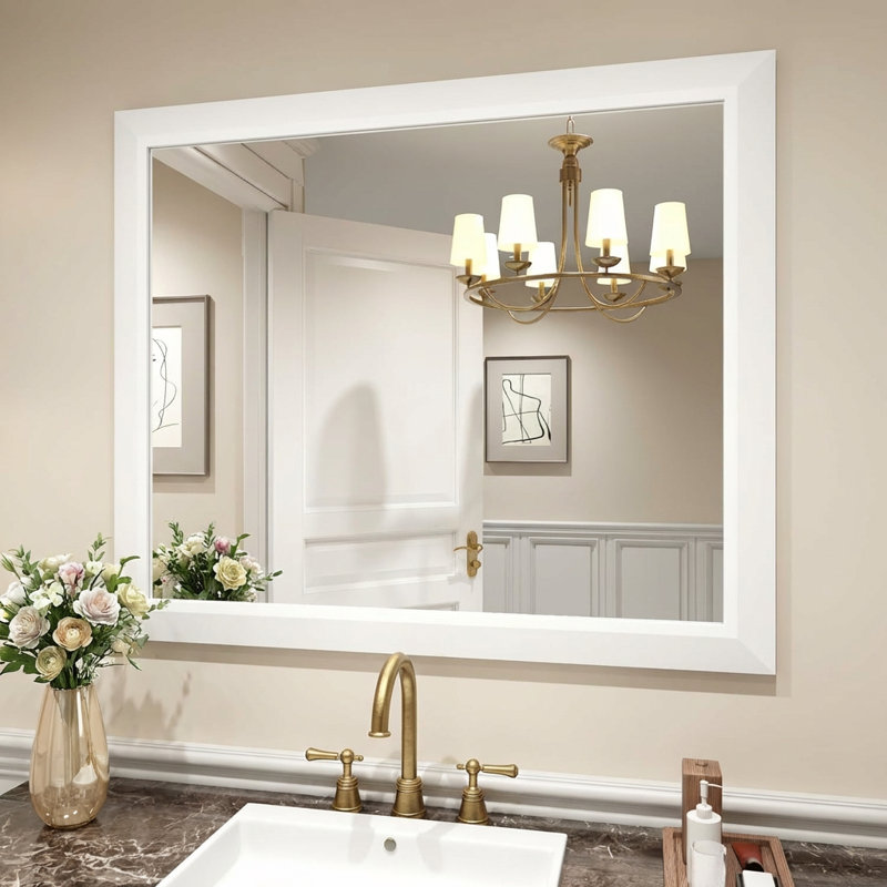 Lunara Belveled Edged Accent Rectangular Bathroom Wall Mirror with Tempered Glass & Rust-proof Aluminimn Framed, 40" x 36"