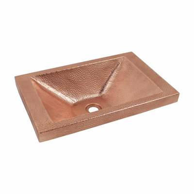 Lavabo de salle de bain rectangulaire en cuivre martelé à la main Hana