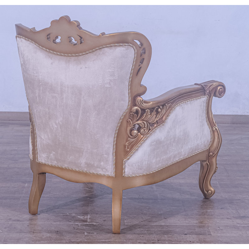 Living Room Set, Brown Linen Blend, Gold