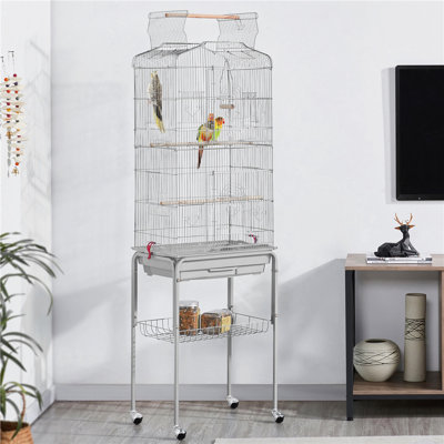 Setser 59.3'' Flat Top Floor Bird Cage with Wheels