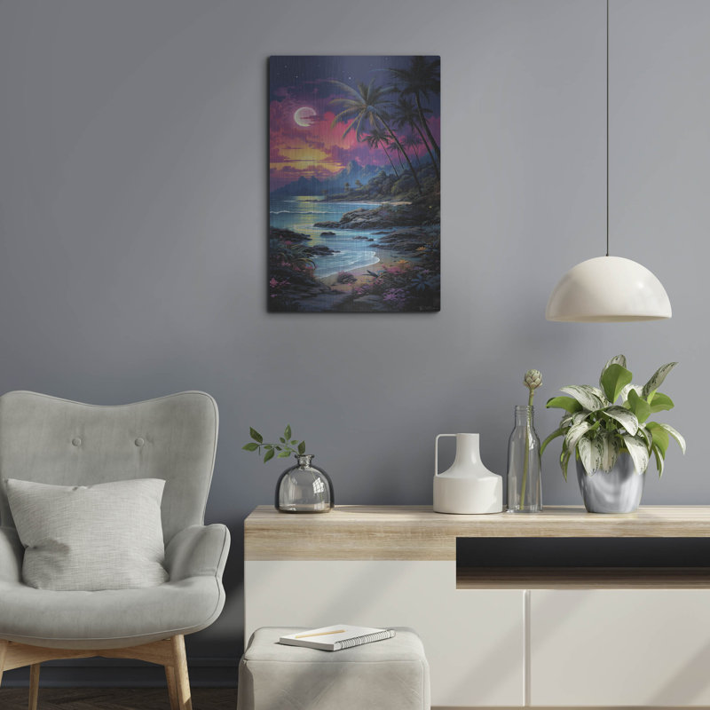 Art mural en métal «Tropical Sunset» 6 pi par Momart, H 24 po x l 16 po