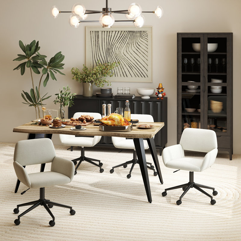 Ensemble de table de salle à manger moderne 4 pièces pour 4 personnes avec chaises pivotantes Ross, conception peu encombrante